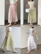 Cotton Gauze Layered A-Line Long Skirt