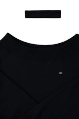 [ID] ロゴオフショルダースウェットシャツ (チョーカーセット) (ブラック) * 12/8 Reservation Shipment