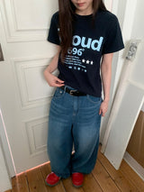 バル ドット レタリング セミクロップ ショートスリーブ Tシャツ