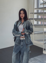 Wings Track Gradient Pinch Denim Jacket