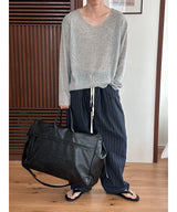 [Unisex] Linen stripe banding pants(2color)