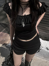 frill basic off-shoulder top (2color)