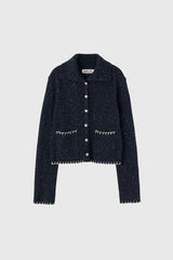 【即日発送】vintage stitch high-neck collar cardigan