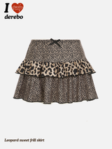 Leopard sweet frill skirt
