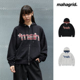 CHECK APPLIQUE HOOD ZIP UP_BLACK