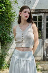 Nuts sleeveless knit_beige 