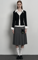 [mnem] chain hook slim cardigan (black)