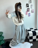 パラシュートツーピンタックバルーンロングワイドパンツ 🖤🩶💜🤎🩷5COLOR