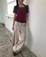 ウィンティ カットアウト ワイドパンツ