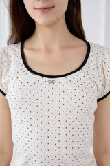DOTTY RIBBON SHIRRING T-SHIRT