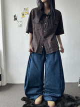 Brownie Plaid Semi-Cropped Shirt 3color