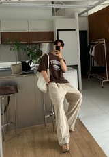 Cool Pin Tuck Linen Wide Pants