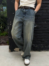 Dying patch carpenter denim