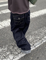 Celes Back Adjust Raw Denim Wide Pants