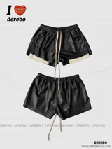 レザーオープンポケットバンディングショートパンツ
