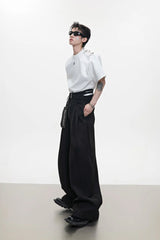 Zipper Detail Wide Leg Trousers