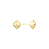 gold pyramid glam stud 14k gold plating + 925 silver earrings E067-02G