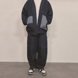 stripe patch denim pants_blue