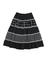 Cottage mixed pattern skirt / black