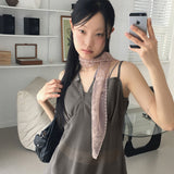リータヴィンテージレースパンチングシースルーフラワースカーフ