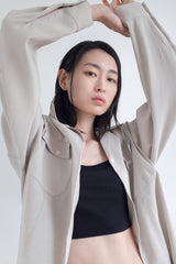 ストレッチロールアップシャツ, ベージュ