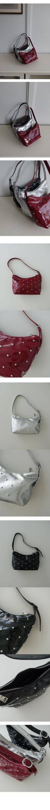 ENAMEL STUD HOBO BAG (3COLORS!)