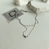 tyu Pearl Beads Heart Ball Scenic Steel Titan Choker Short Layered Guest Necklace