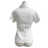 Ripple Mood Stripe Span Shirring Short Sleeve Shirt (3 colors)