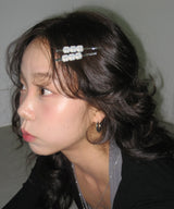 [2 set] Button bobby pin (White)