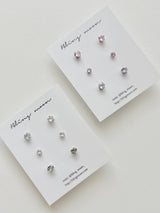 [3 set] surgical heart cubic earring set / 2 color / mini daily simple layered