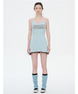 rirri Original Design Summer Stretch Knit Contrast Letter Jacquard Ballet-style Dress