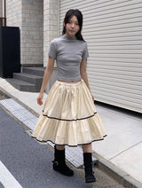 RIBBED HALF NECK TEE (4C)