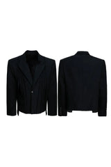Pleated Double Breasted Suit Jacket