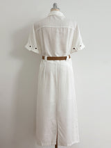 Moan Linen Pocket H-Line Shirt One Piece (Belt Set)