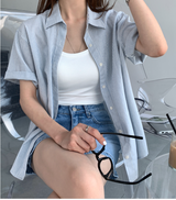 Rear Stripe Short Sleeve Shirt / 2 colors