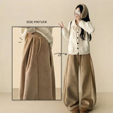 Any soft corduroy side pin tuck incision wide pants