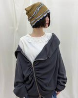 Plush Diagonal  Zip Up (2colors)