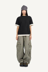 Canvas Cargo Curved Pants