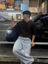 Solt curved denim pants