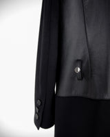 Leather Biker Paneled Wool Coat