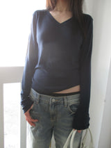 wool v neck sleeve t