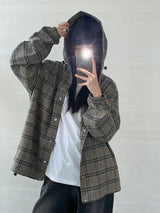 (UNISEX) Brany Flannel Hood Shirt