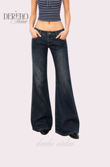deep blue flow bootcut denim pants, regular (LONG)