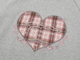 ハートレタリングチェックフリルTシャツ 232394043