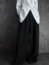 double-pleated long wide slacks