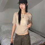 ワンショルダーストラップ半袖ニット