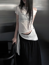 one-shoulder wrap set top (2color)