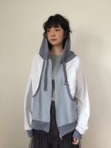 Block Cutout Hoodie Zip-Up