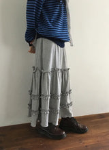 Jibram Frill Tiered Flower Banding Long Skirt