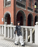 Unisex ホワイトダスティウォッシュドワイドカーゴパンツ